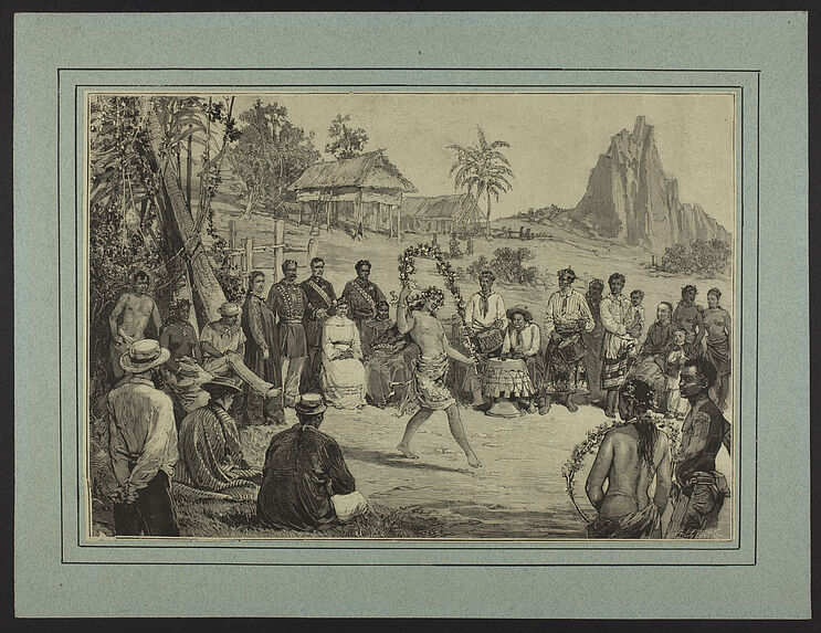 Colonies - Tahiti - Danses de Tahitiennes à Papeete, devant la cour du roi Pomaré V