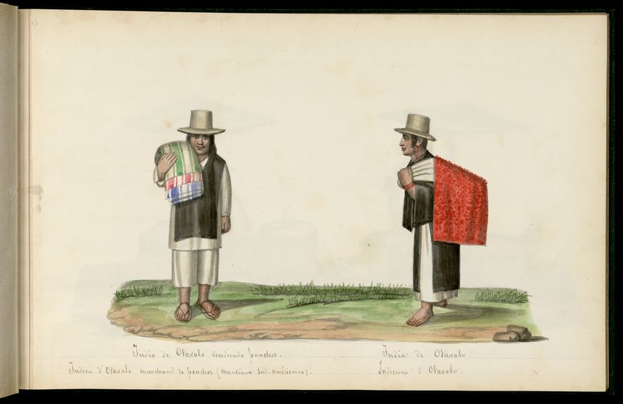 Indien d'Otavalo marchand de ponchos (manteaux Sud-américains). Indienne d'Otavalo