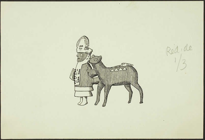 Fig. 51. Pérou, Recuay. Vase sculpté : homme avec lama