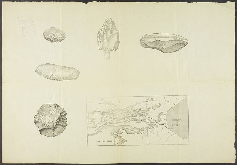 Sans titre [carte du sud tunisien et silex]