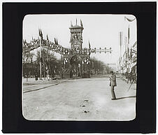 Santiago. Arc de triomphe à l'entrée de l'Alameda pendant le…