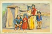 Navaho indian family and Hogan, Arizona