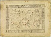 Recto: scène de bataille -  verso: dessin avec motifs géométriques