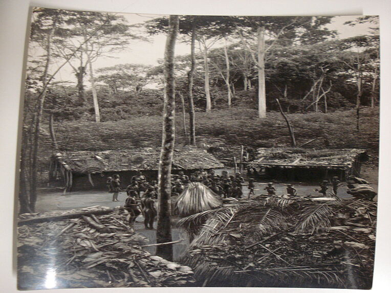 Le campement des Pygmées Bangombé pendant la danse d'Edzingui, esprit de la forêt