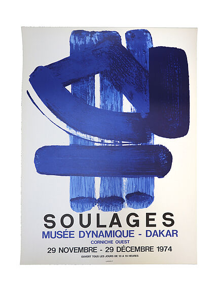 Affiche de l'exposition Pierre Soulages au musée dynamique à Dakar, 29 novembre - 29 décembre 1974