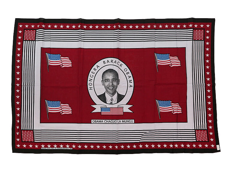 Kanga imprimé en l’honneur de l’élection de Barack Obama à la présidence des États-Unis d’Amérique