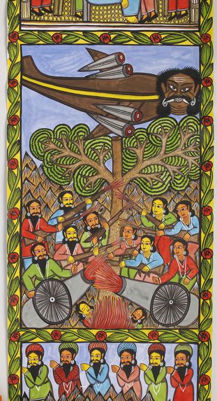 Peinture sur rouleau: Le 11 septembre 2001, par Mantu Chitrakar.