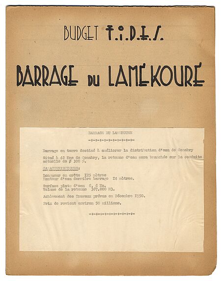 Budget F.I.D.E.S. Barrage du Lamékouré