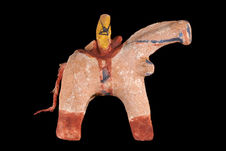 Figurine représentant un cheval et son cavalier, jouet
