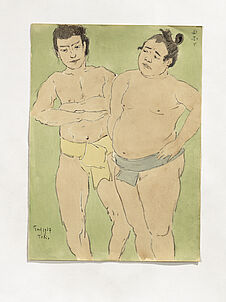 At Ryougoku, Two Sumo wrestlers [à Ryougoku, deux lutteurs Sumo]