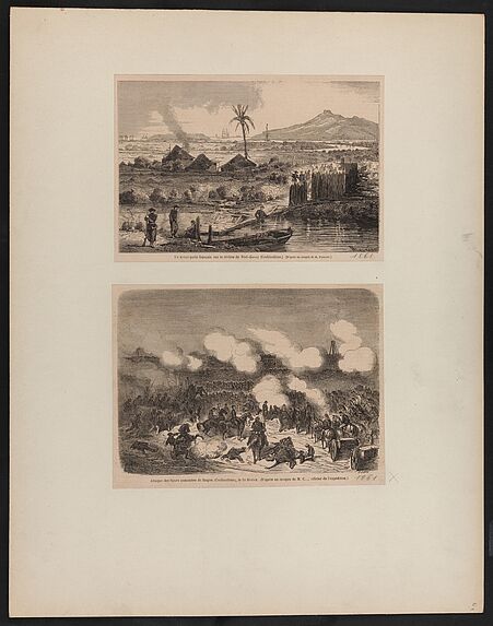 Un avant-poste français sur la rivière de Vinh-Luong (Cochinchine) - Attaque des lignes annamites de Saïgon (Cochinchine), le 24 fevrier