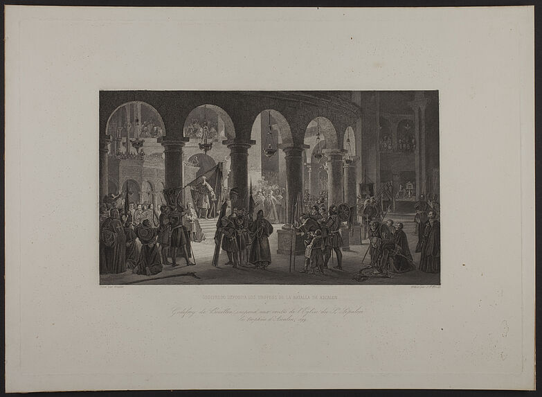 Godefroy de Bouillon suspend aux voutes de l'Eglise du St Sépulcre les trophées d'Ascalon, 1099