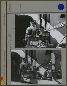 Femme travaillant sur un métier à tisser " pâcâl "