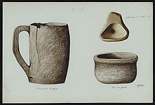 Vase en bois de gayac. Petite coupe ou cuillère à port. Vase en pierre